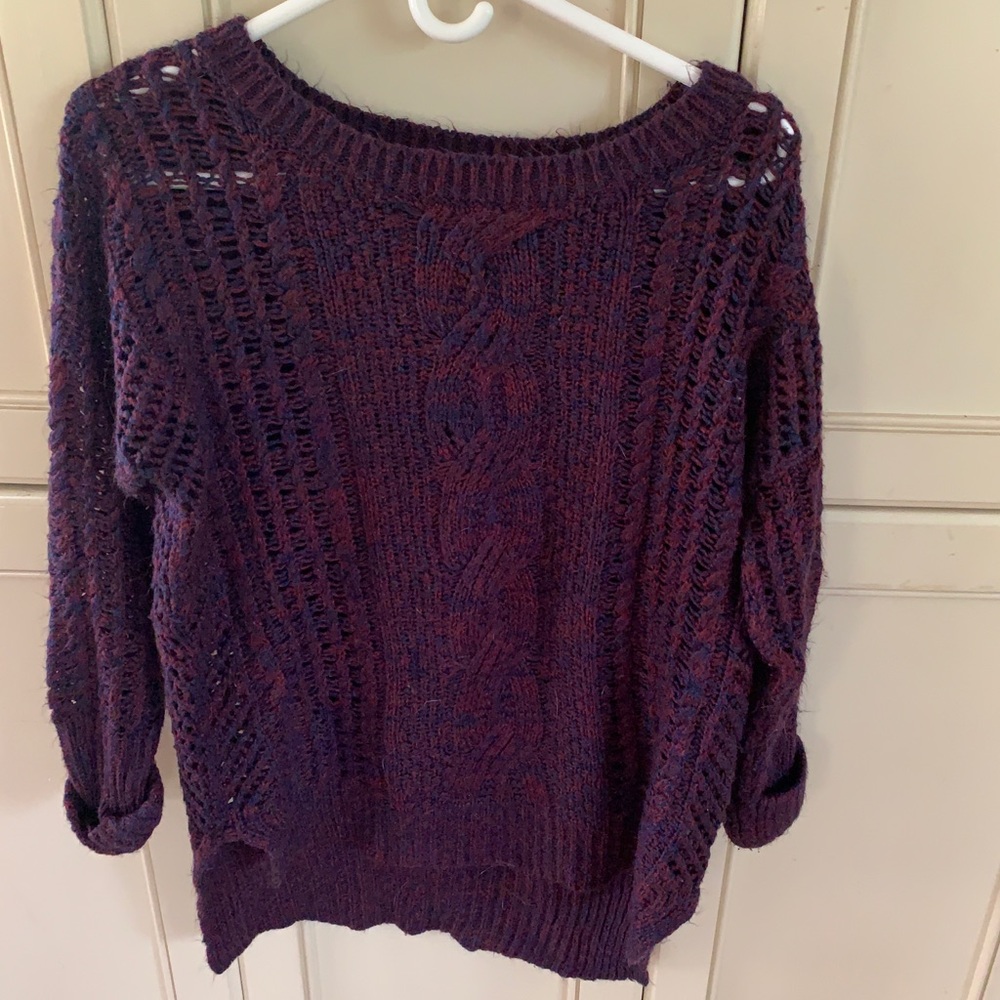Kohl’s JJ Basics maroon and purple 3/4 sweater
